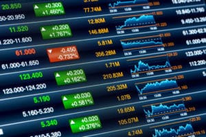 akcje giełdowe na ekranie