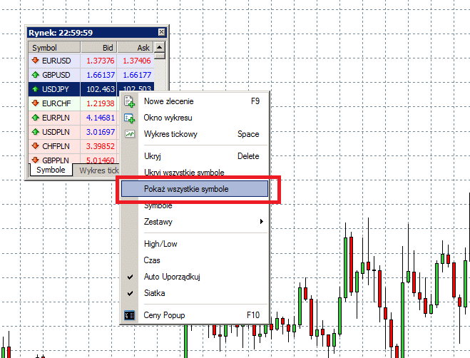 pokaż wszystkie symbole