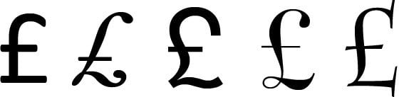 Symbol funta GBP £