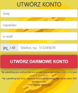 Formularz rejestracji konta w aplikacji Crypto Genius