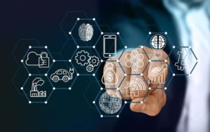 Technologia blockchain - ikony na ekranie dotykowym