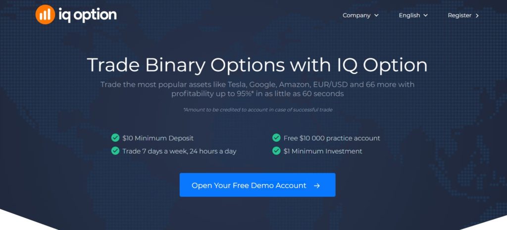 strona główna brokera IQ option