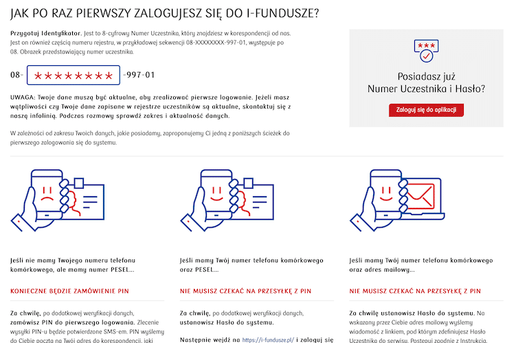 pierwsze logowanie i fundusze